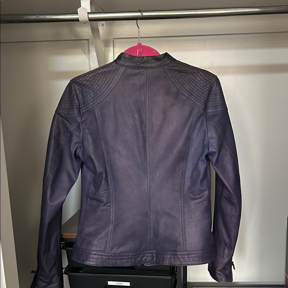 Vera Pelle Italian Leather Women's Purple Leather Jacket - Picture 3 of 3